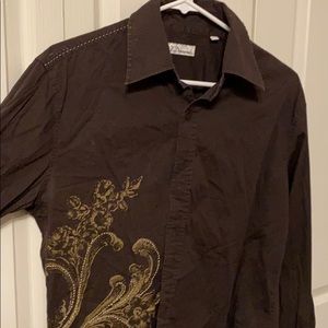 Brown 7 Diamonds Long Sleeve Button Up (L)